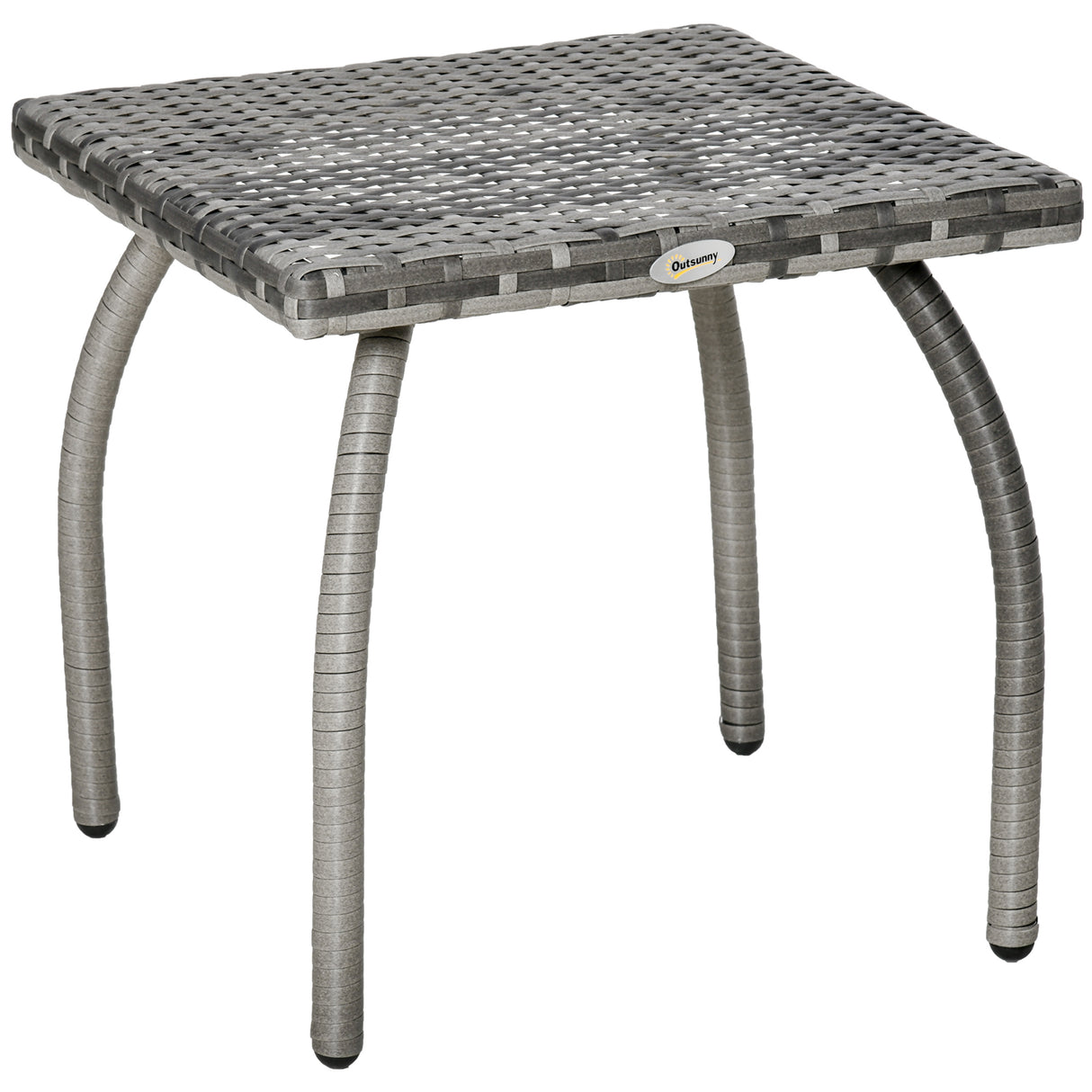 easycomfort easycomfort tavolino in rattan sintetico da esterno giardino terrazzo impermeabile grigio 45x45x44cm