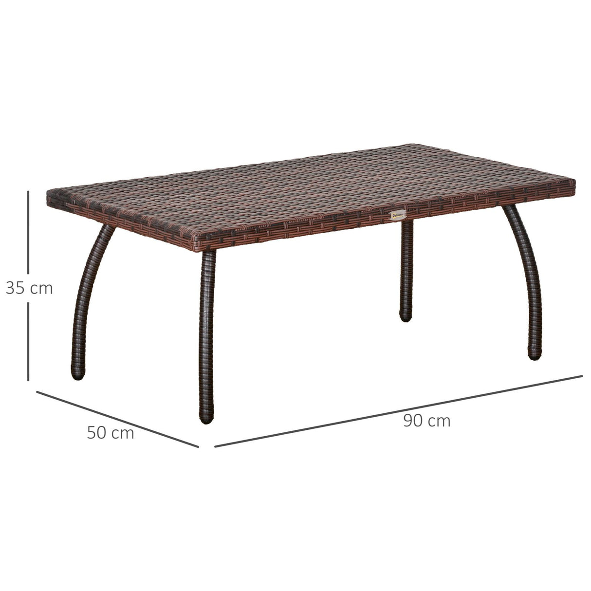 easycomfort easycomfort tavolino in rattan sintetico da esterno giardino terrazzo impermeabile marrone 90x50x35cm