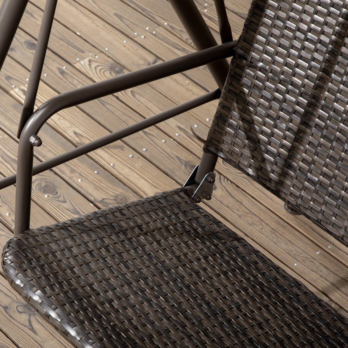 easycomfort dondolo da giardino 3 posti con tettuccio regolabile in rattan pe e acciaio 167x112x153cm