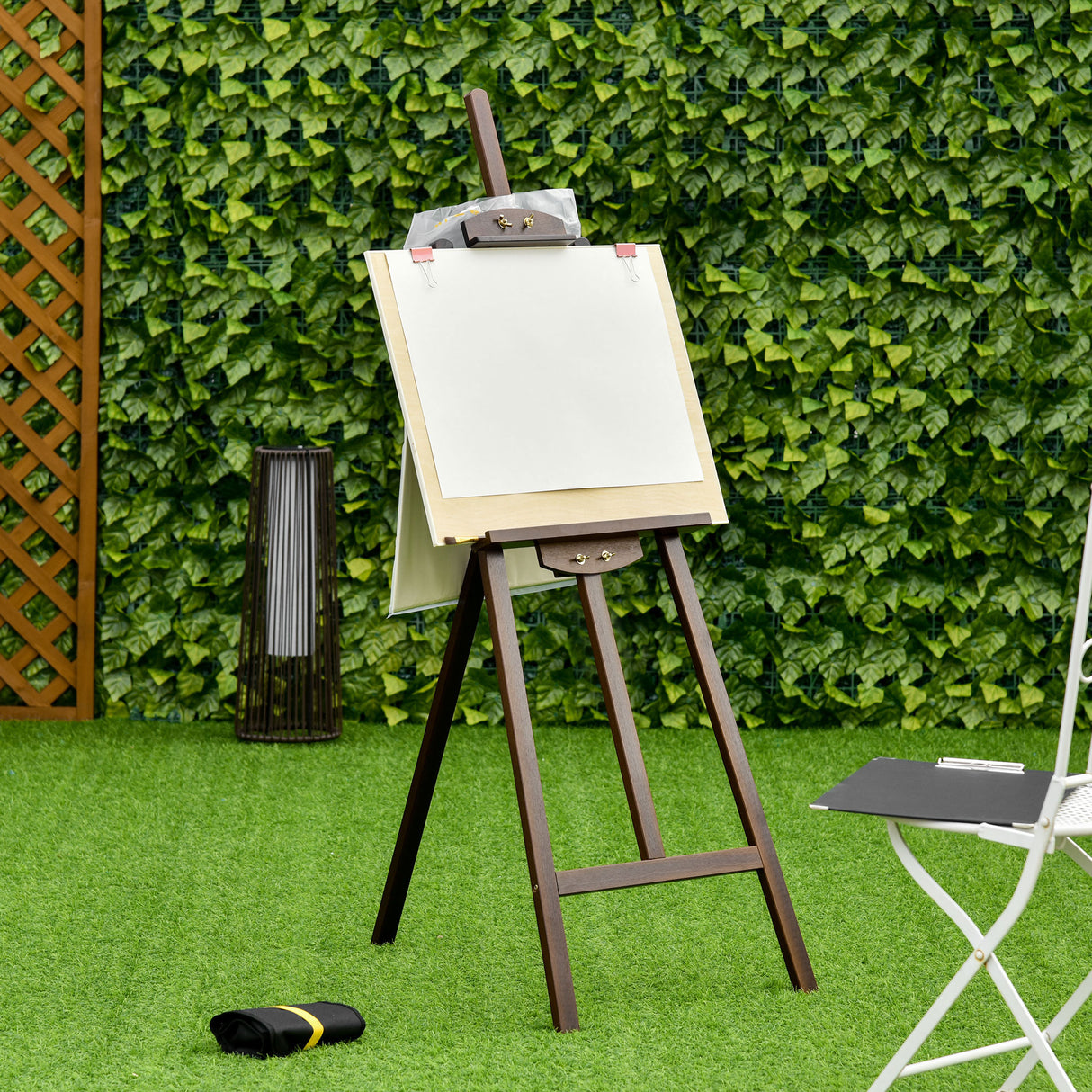 easycomfort cavalletto pittura studio professionale altezza e inclinazione regolabili in legno marrone