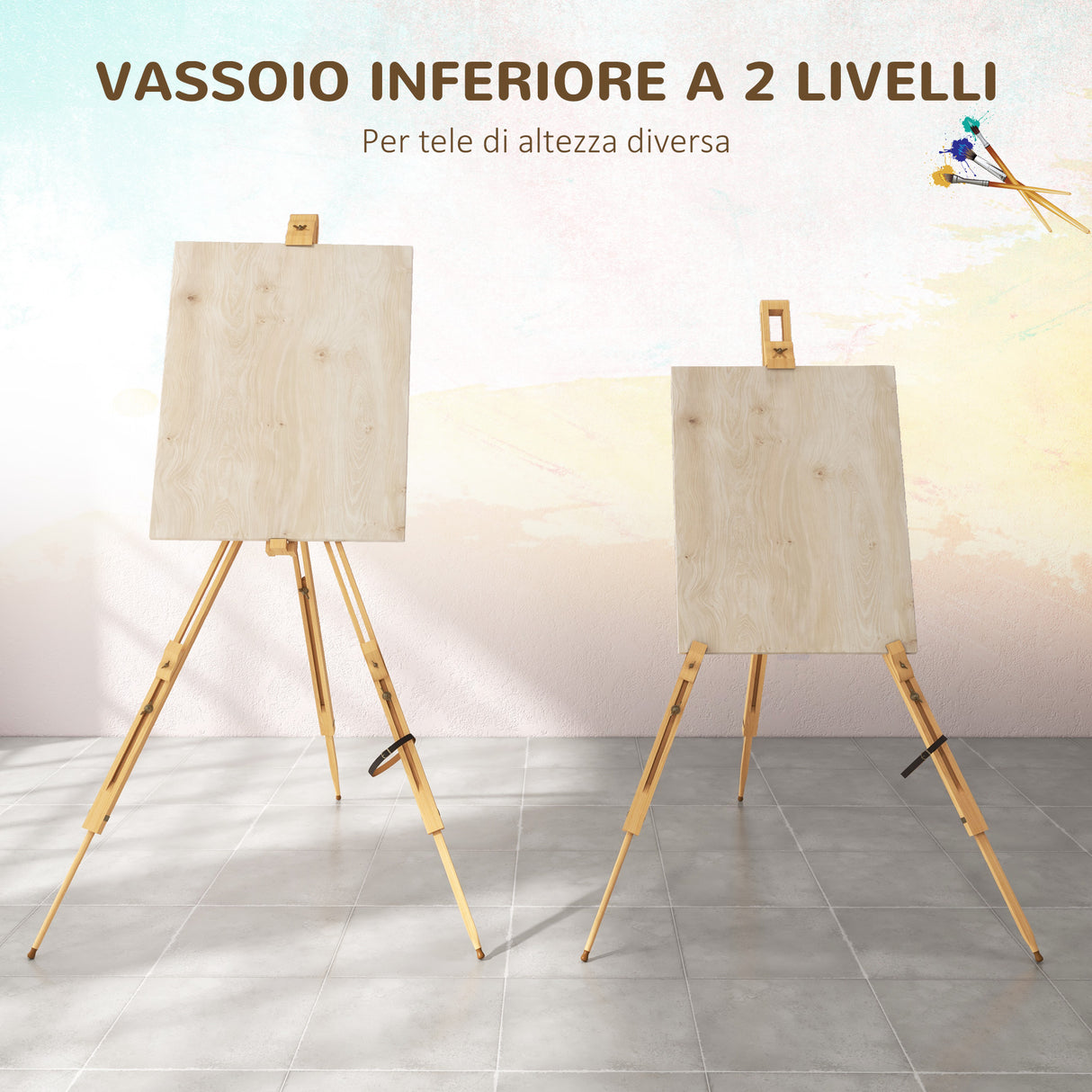 easycomfort easycomfort cavalletto per pittura salvaspazio in legno di faggio con altezza e angolazione regolabile 93x84x183 cm