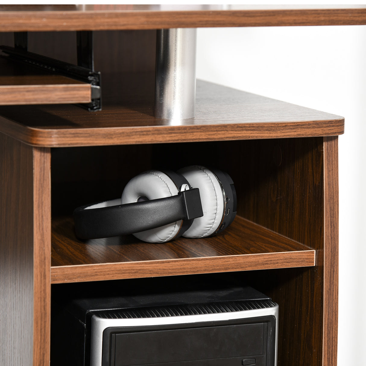 easycomfort easycomfort scrivania per computer moderna porta pc in legno con cassetti scrivania salvaspazio con libreria mensola estraibile e porta tastiera 120x55x85cm marrone ean 8054144132327