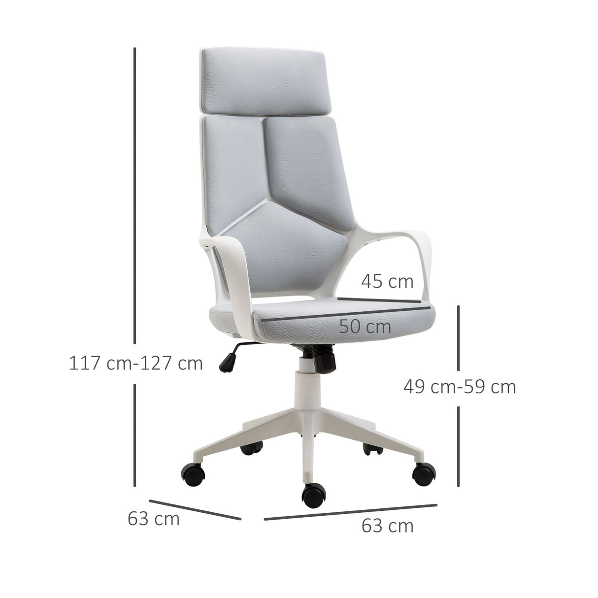 easycomfort easycomfort sedia da ufficio con funzione dondolo poltrona presidenziale in tessuto regolabile e girevole 63x63x117 127 cm grigio ean 8055776910215