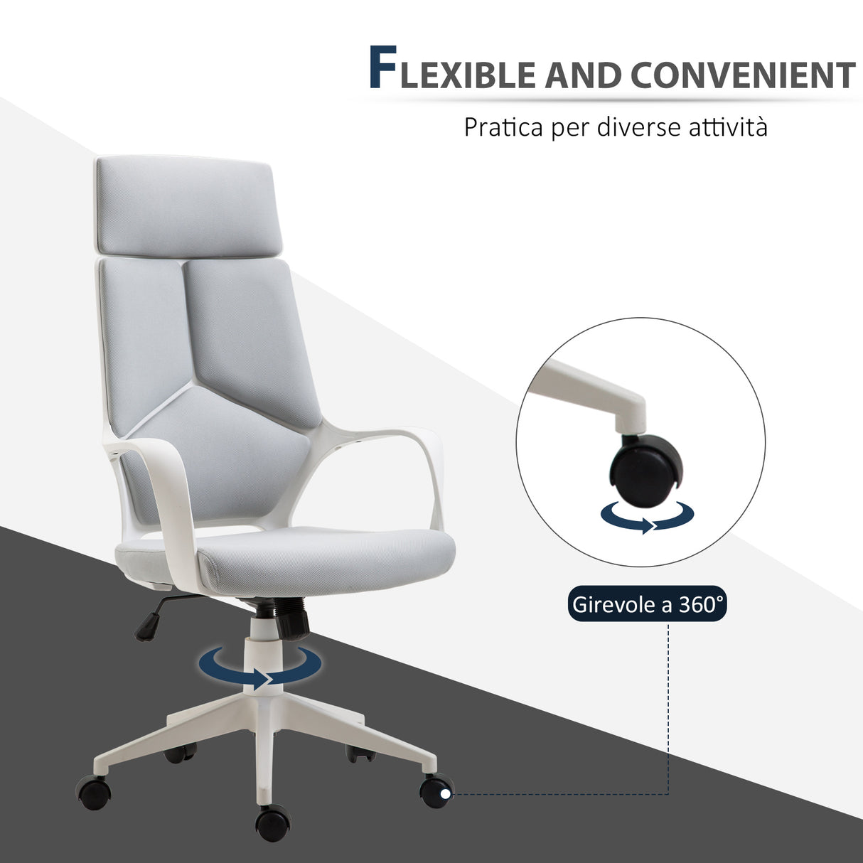 easycomfort easycomfort sedia da ufficio con funzione dondolo poltrona presidenziale in tessuto regolabile e girevole 63x63x117 127 cm grigio ean 8055776910215