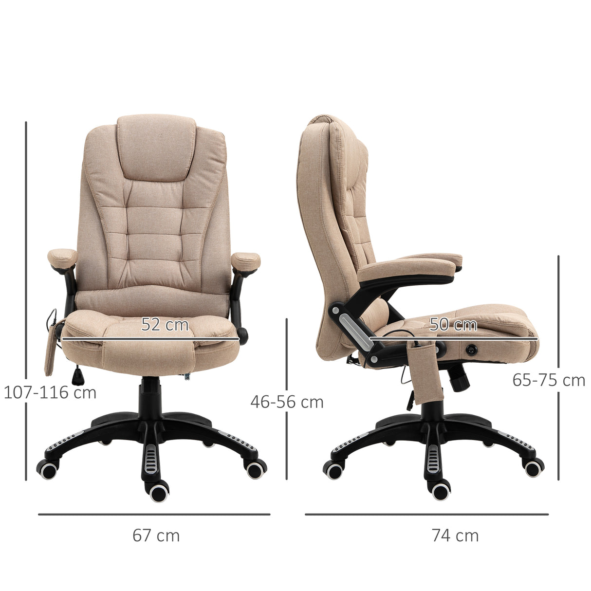 easycomfort easycomfort poltrona da ufficio massaggiante con altezza regolabile 6 punti di massaggio e riscaldamento beige
