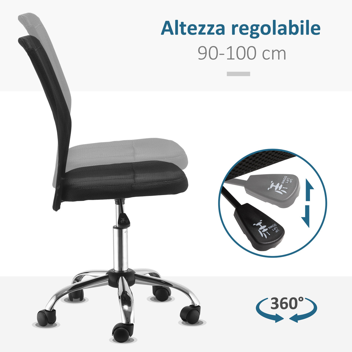 easycomfort easycomfort sedia da ufficio ergonomica senza braccioli tessuto traspirante a rete altezza regolabile e 5 ruote 43x58x90 100cm nero ean 8054111843478