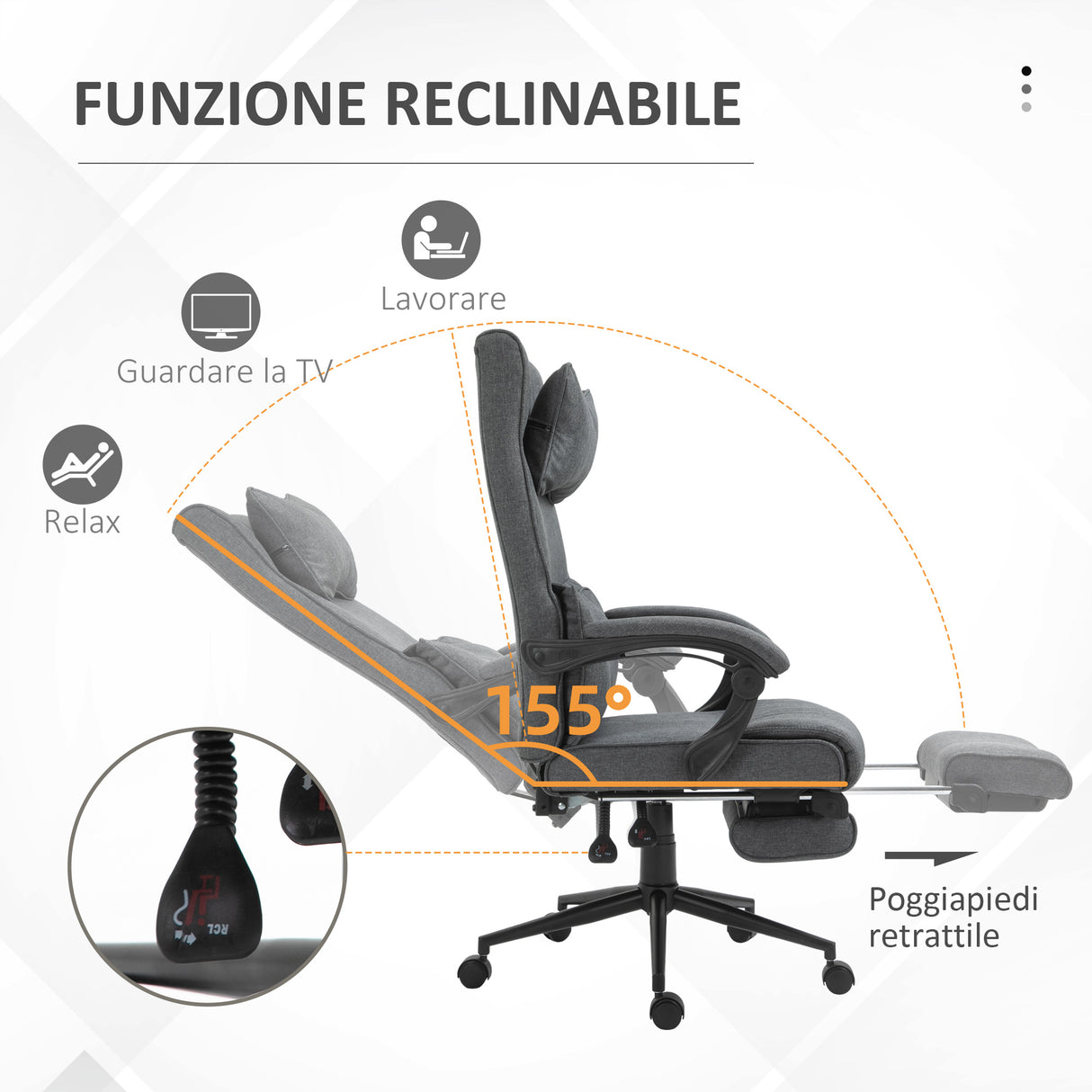 easycomfort easycomfort sedia da ufficio ergonomica ad altezza regolabile con braccioli e poggiapiedi 66x70x115 123 cm grigia