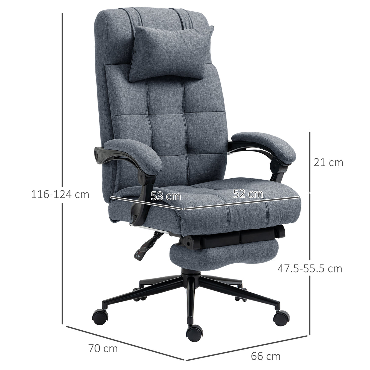 easycomfort easycomfort sedia da ufficio ergonomica reclinabile sedia direzionale con schiena alta poltrona ufficio con poggiatesta e poggiapiedi estraibile 66x70x116 124cm grigio