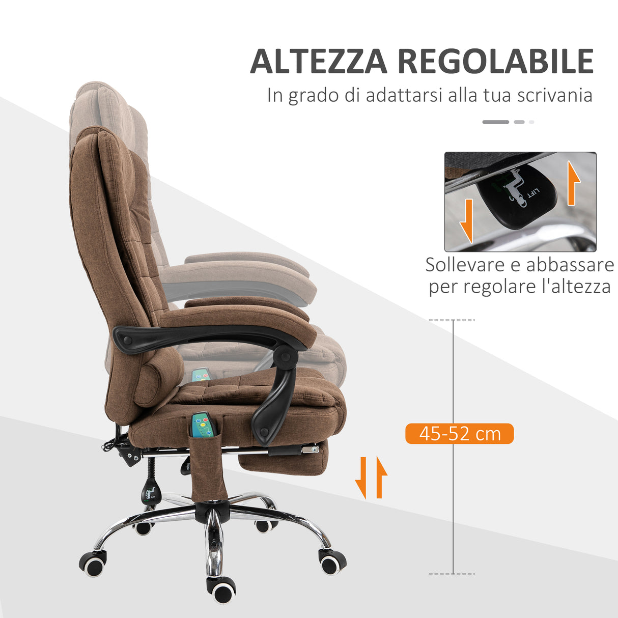 easycomfort easycomfort poltrona da ufficio massaggiante con riscaldamento reclinazione e altezza regolabile marrone
