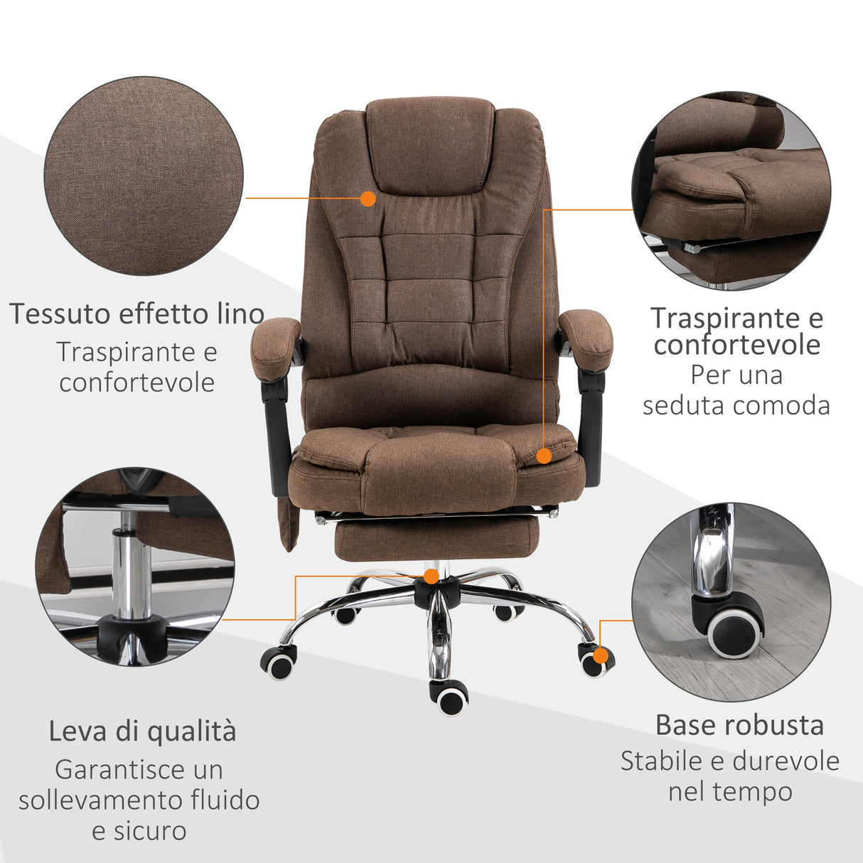 easycomfort easycomfort poltrona da ufficio massaggiante con riscaldamento reclinazione e altezza regolabile marrone