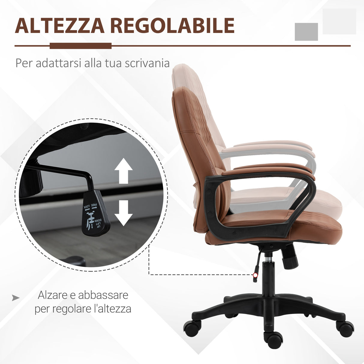 easycomfort easycomfort sedia da ufficio a dondolo con 2 punti massaggianti e porta usb poltrona da ufficio in finta pelle marrone con altezza regolabile 59x63x92 101cm ean 8054144136585