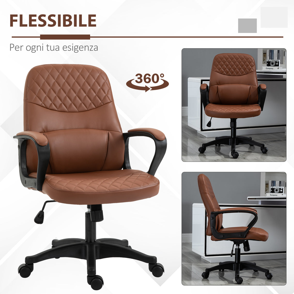 easycomfort easycomfort sedia da ufficio a dondolo con 2 punti massaggianti e porta usb poltrona da ufficio in finta pelle marrone con altezza regolabile 59x63x92 101cm ean 8054144136585