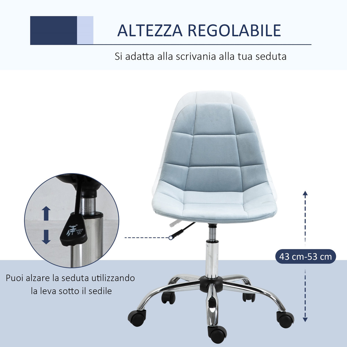 easycomfort easycomfort sedia da ufficio ergonomico sedia girevole scrivania regolabile senza braccioli azzurro 59x59x81 91cm ean 8054144136592