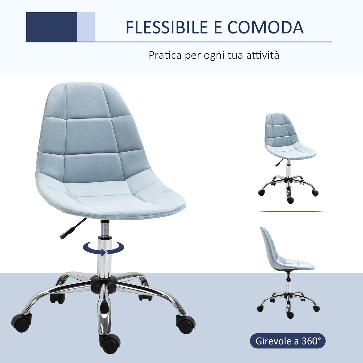 easycomfort easycomfort sedia da ufficio ergonomico sedia girevole scrivania regolabile senza braccioli azzurro 59x59x81 91cm ean 8054144136592