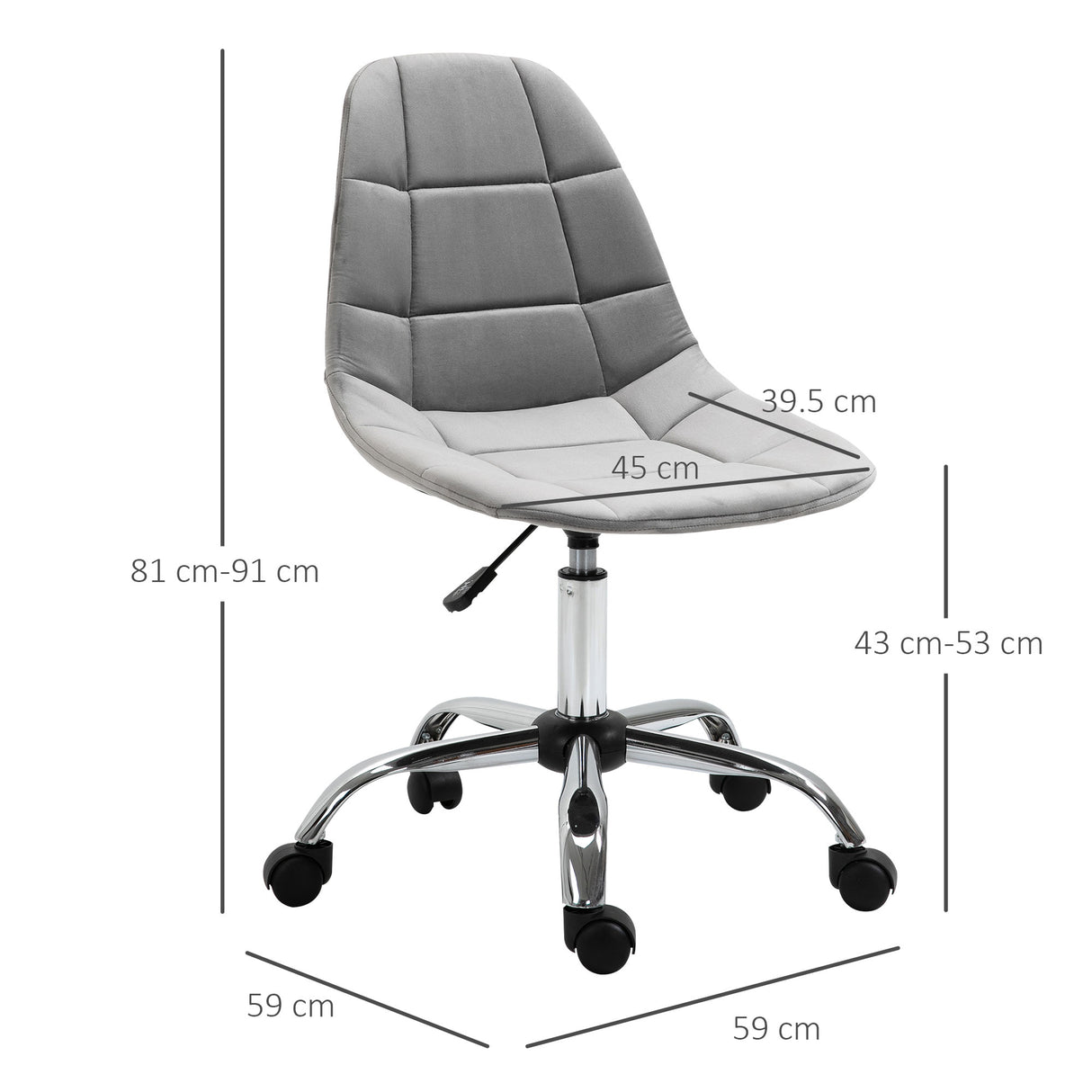 easycomfort easycomfort sedia girevole design ergonomico e regolabile senza braccioli grigio 59x59x81 91cm ean 8054144136615
