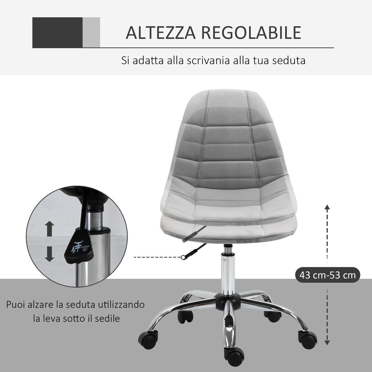 easycomfort easycomfort sedia girevole design ergonomico e regolabile senza braccioli grigio 59x59x81 91cm ean 8054144136615