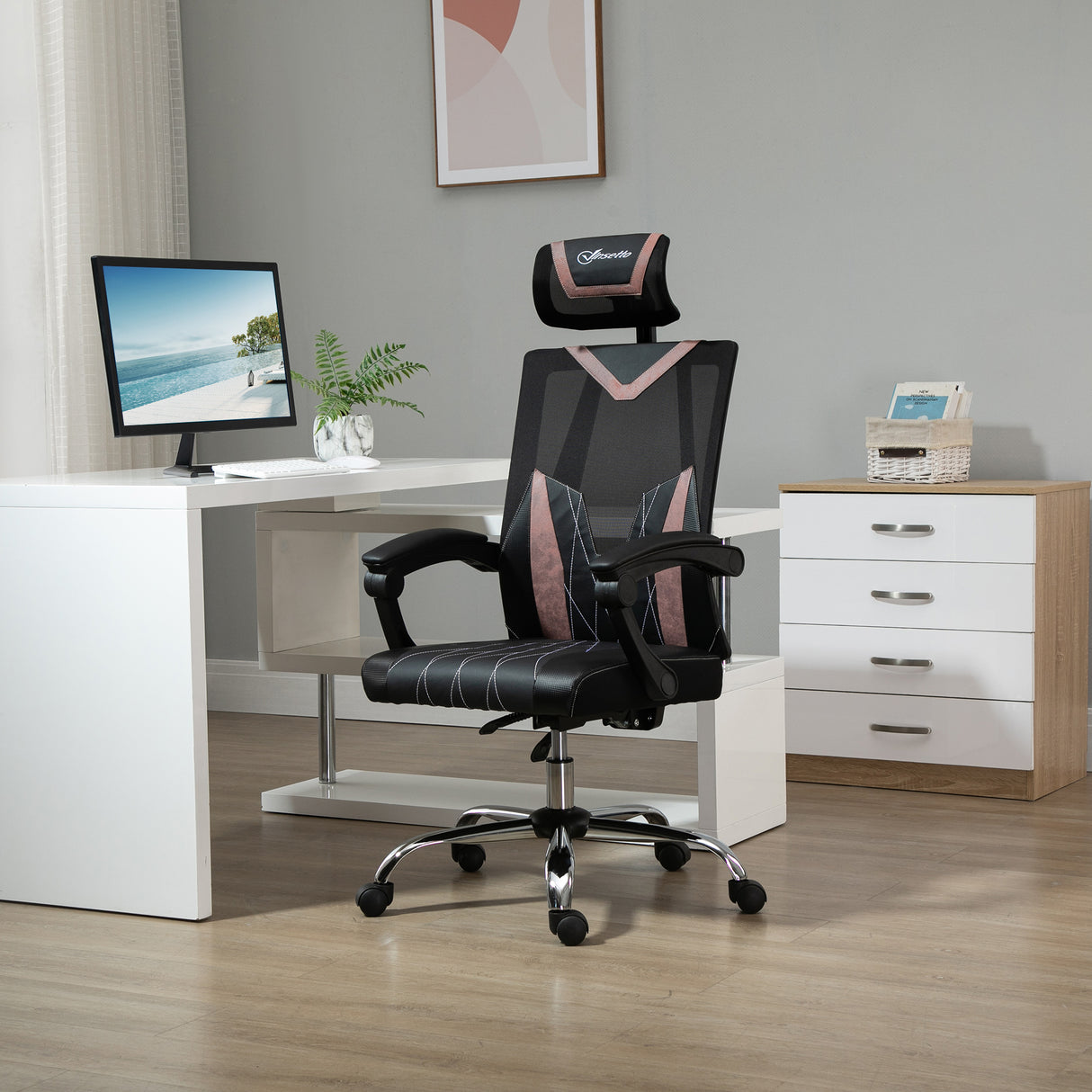 easycomfort easycomfort sedia da ufficio ergonomica inclinabile a 130 con supporto lombare e cervicale 58x62 5x112 120cm