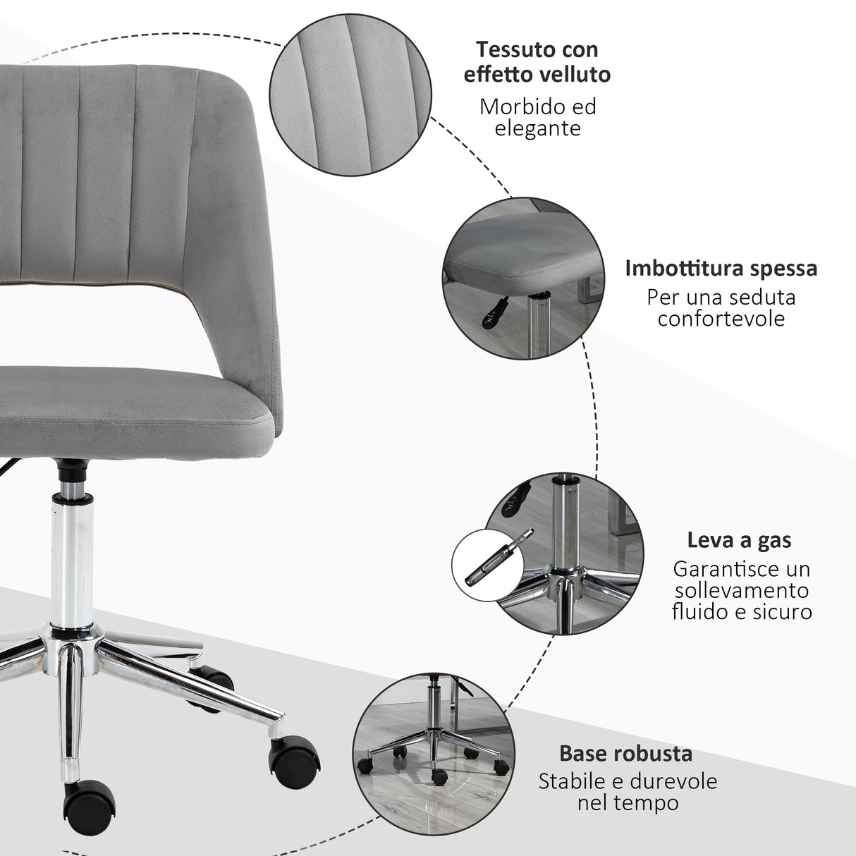 easycomfort easycomfort sedia da ufficio ergonomica e girevole sedia imbottita per scrivania con altezza regolabile grigio 49x54x79 91cm