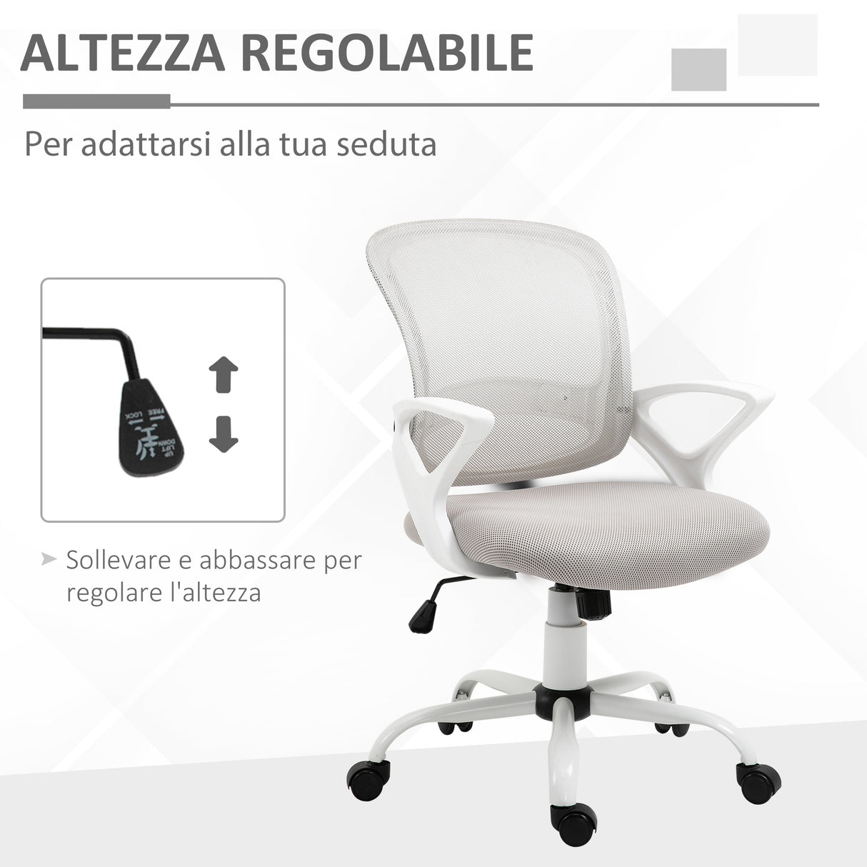 easycomfort easycomfort sedia da ufficio basculante in tessuto a rete grigio sedia da scrivania ergonomica e girevole con altezza regolabile