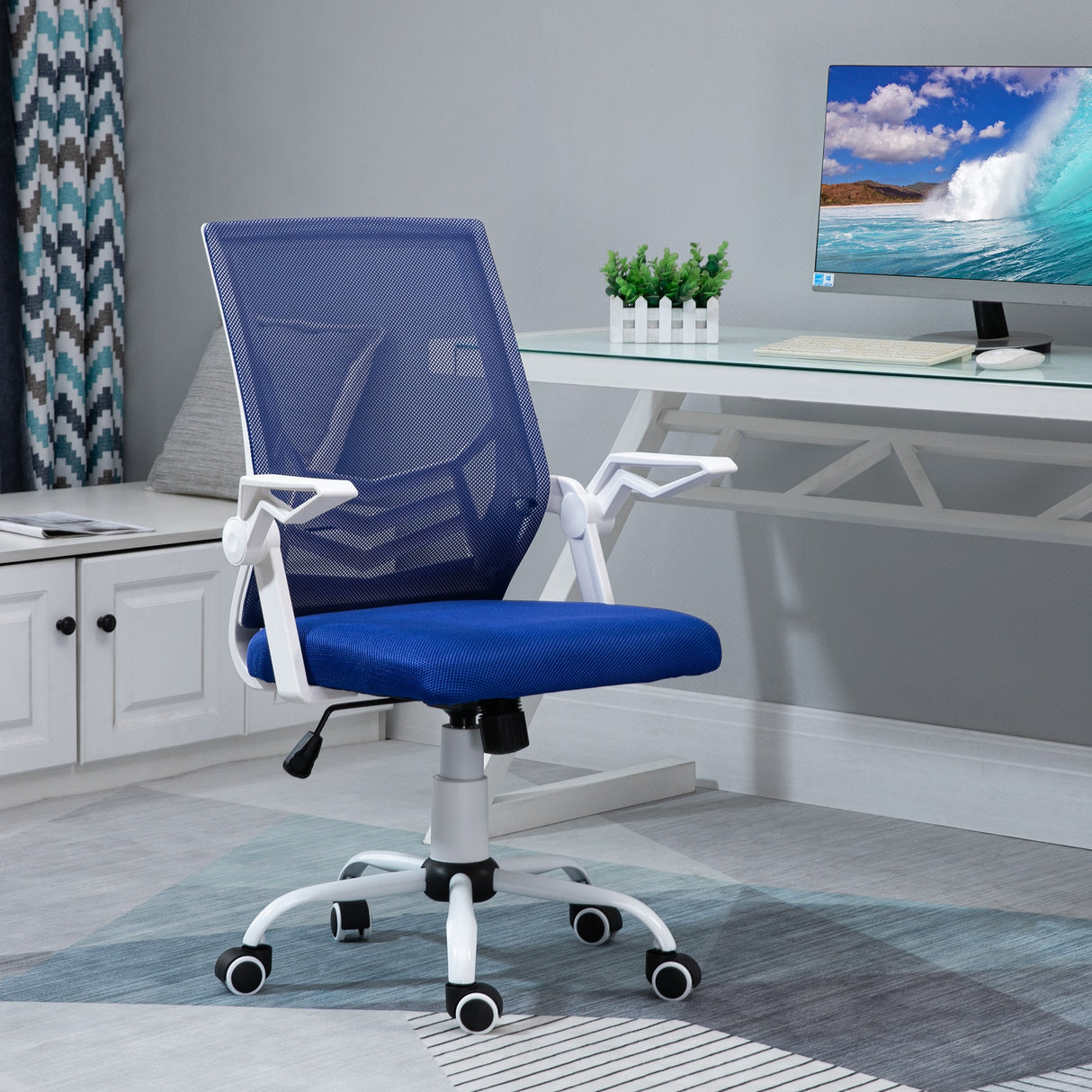 easycomfort easycomfort sedia da ufficio ergonomica con braccioli e supporto lombare poltrona ufficio girevole e altezza regolabile in tessuto blu