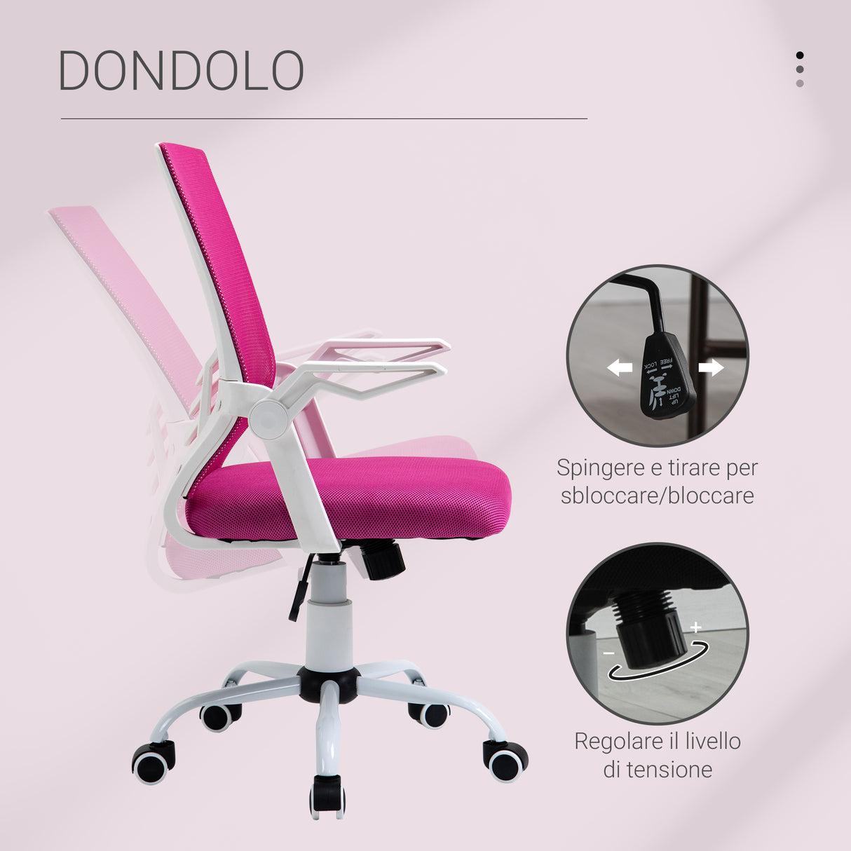 easycomfort easycomfort sedia da ufficio ergonomica con braccioli e supporto lombare poltrona ufficio girevole e altezza regolabile in tessuto rosa
