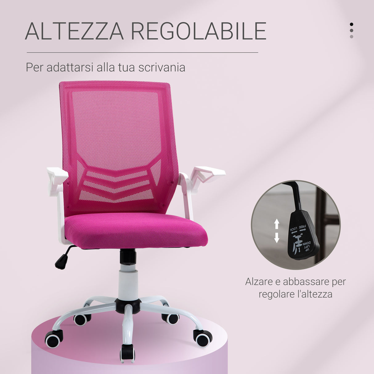 easycomfort easycomfort sedia da ufficio ergonomica con braccioli e supporto lombare poltrona ufficio girevole e altezza regolabile in tessuto rosa
