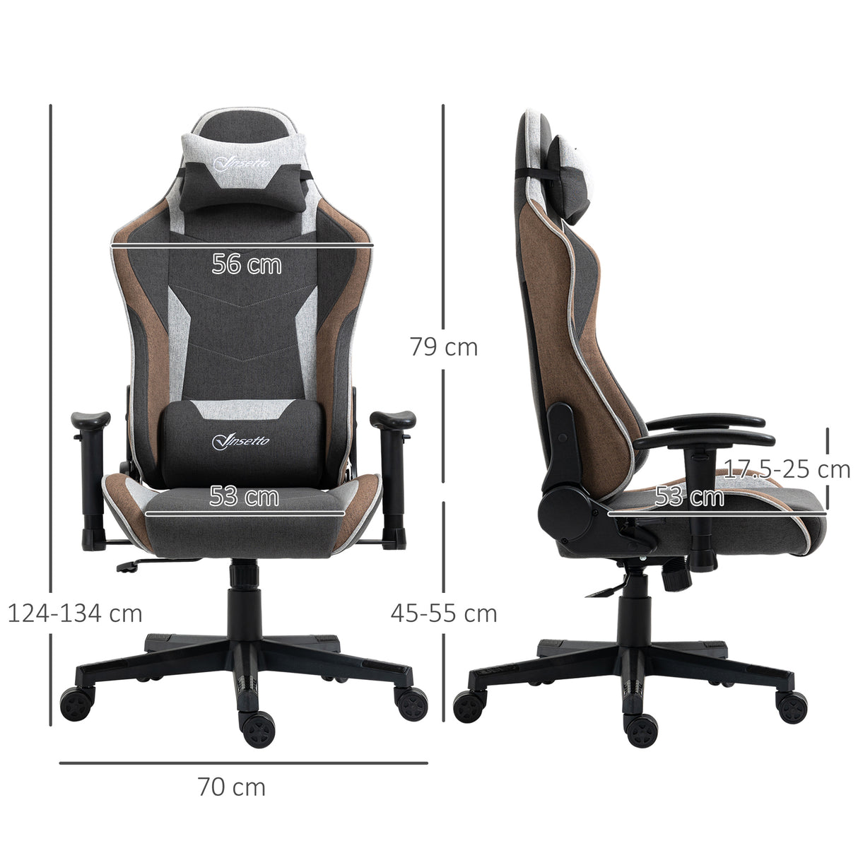 easycomfort sedia da gaming reclinabile a 150 con funzione dondolo poggiatesta e cuscino lombare grigio