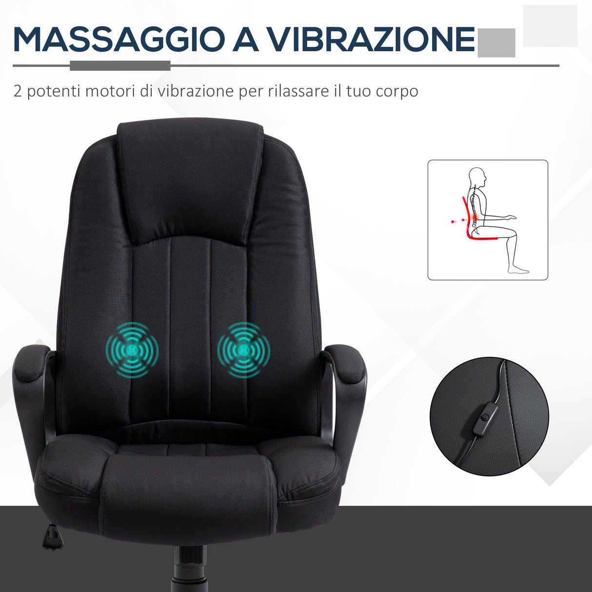 easycomfort easycomfort poltrona da ufficio massaggiante ad altezza regolabile 60x74x106 116cm nera