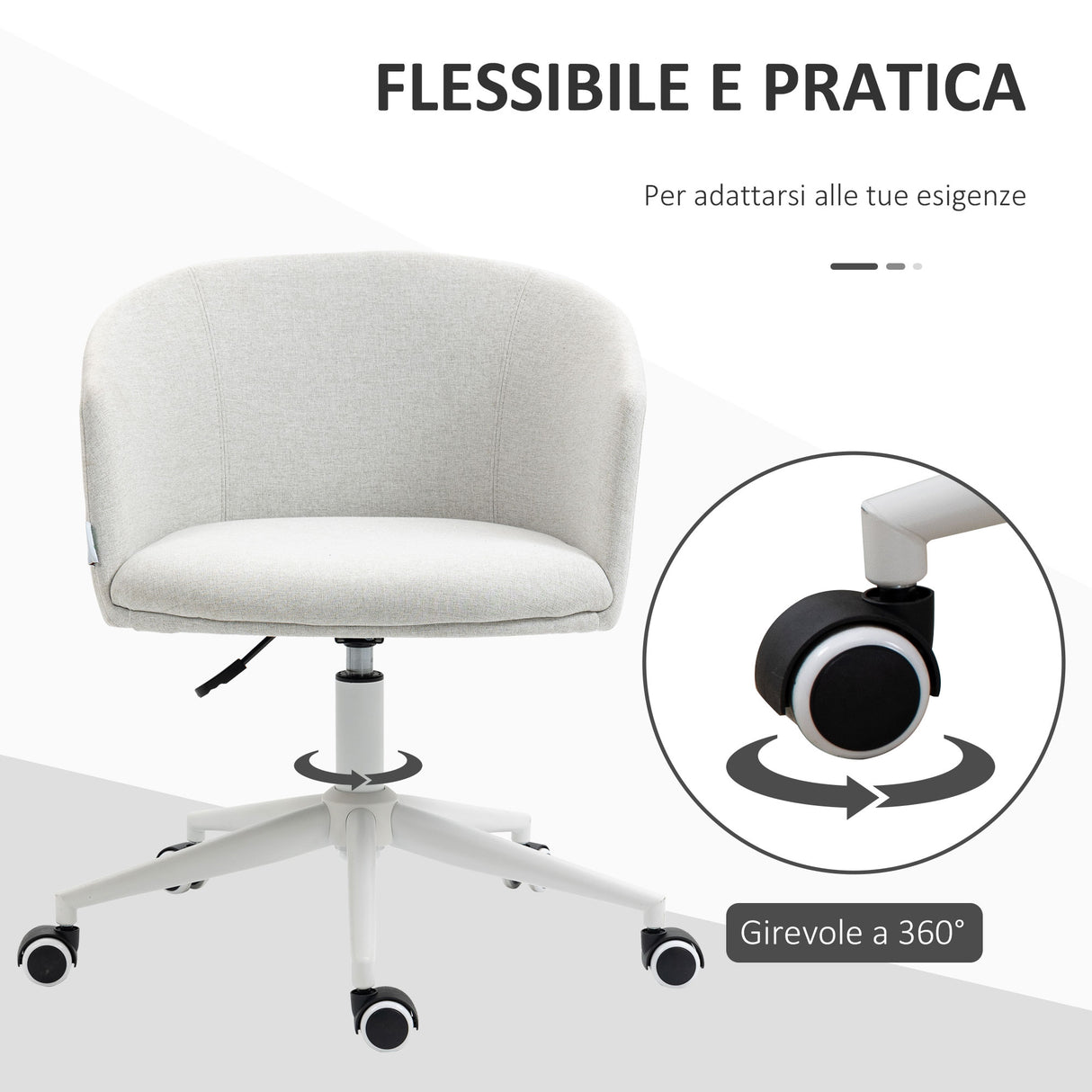 easycomfort easycomfort sedia da ufficio con altezza regolabile ruote e seduta girevole in tessuto grigio chiaro