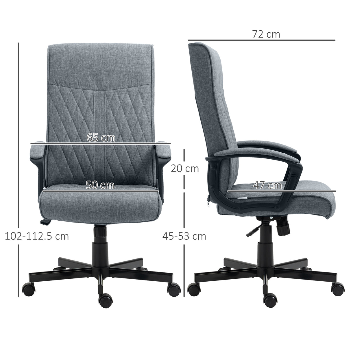easycomfort easycomfort sedia da ufficio girevole con funzione dondolo e altezza regolabile 65x72x102 112 5cm grigio