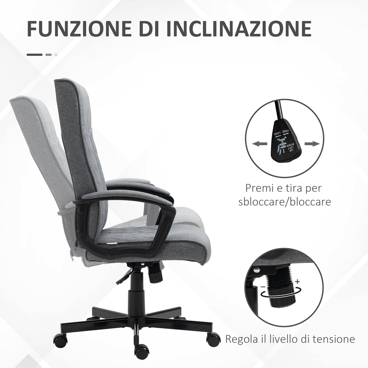 easycomfort easycomfort sedia da ufficio girevole con funzione dondolo e altezza regolabile 65x72x102 112 5cm grigio
