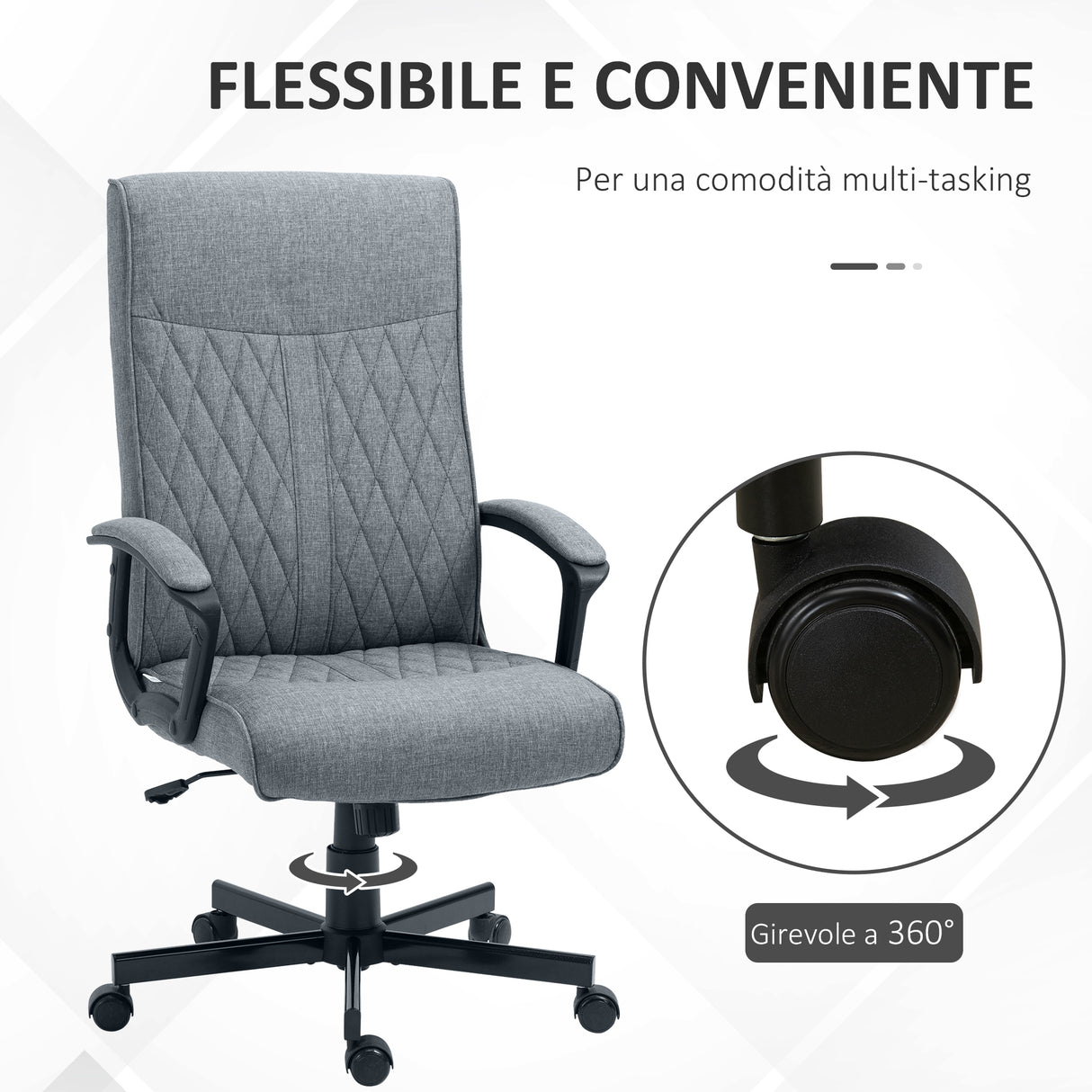 easycomfort easycomfort sedia da ufficio girevole con funzione dondolo e altezza regolabile 65x72x102 112 5cm grigio
