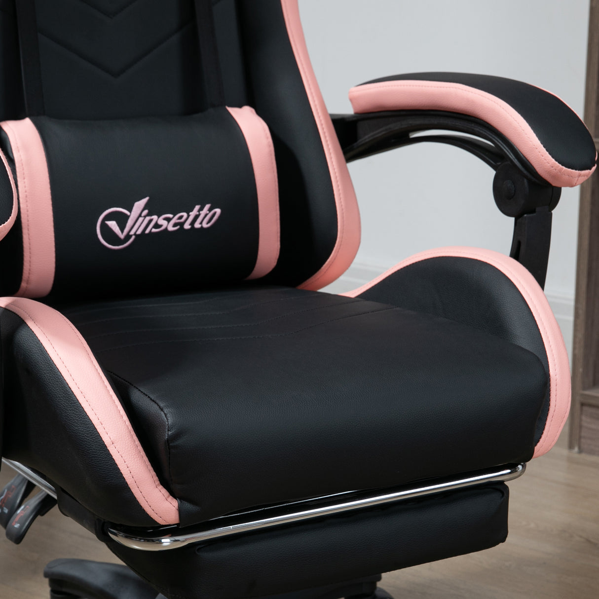 easycomfort sedia da gaming rosa e nero con altezza regolabile e schienale reclinabile 65x65x121 129 cm