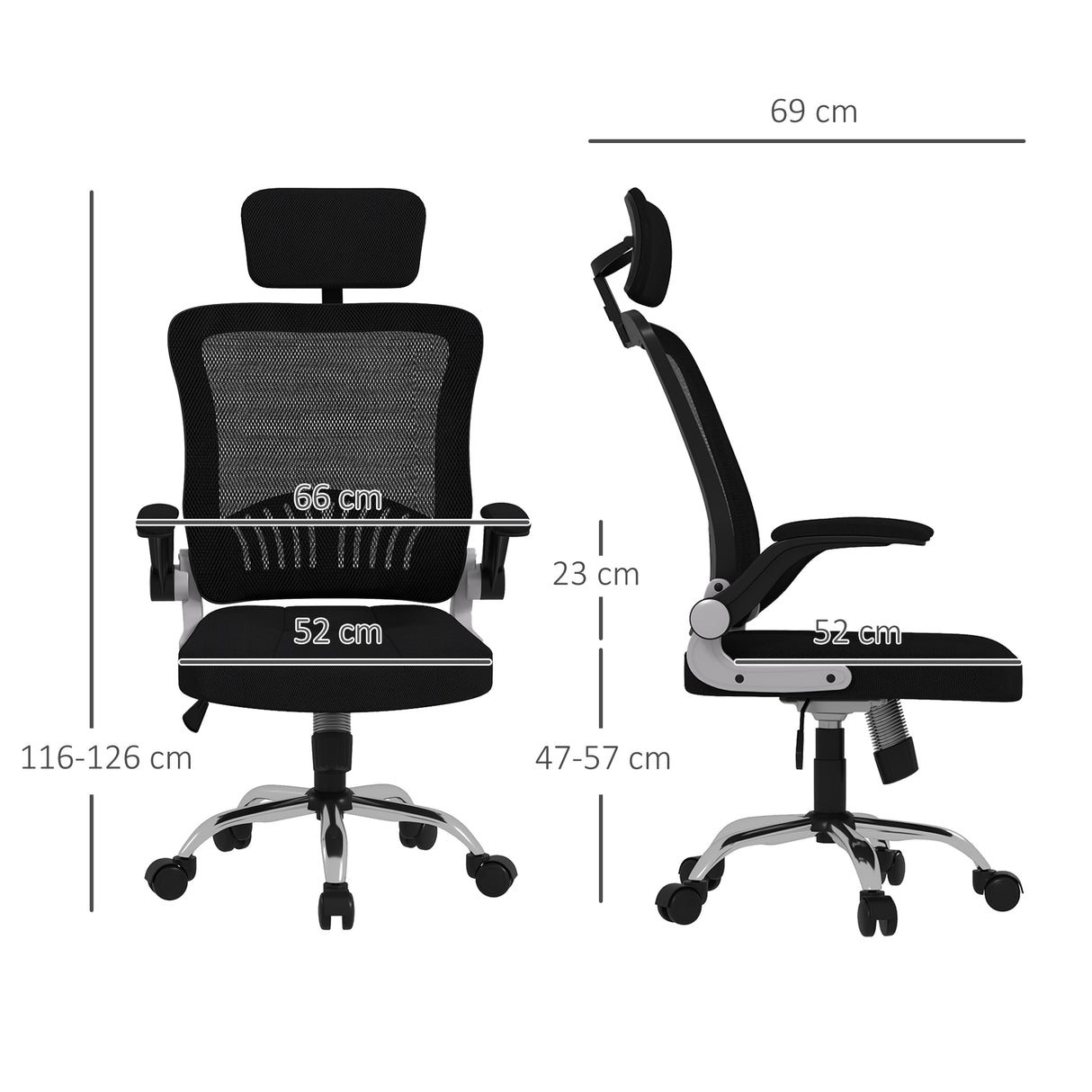 easycomfort easycomfort sedia da ufficio con poggiatesta e altezza regolabili tessuto a rete e braccioli ribaltabili nero