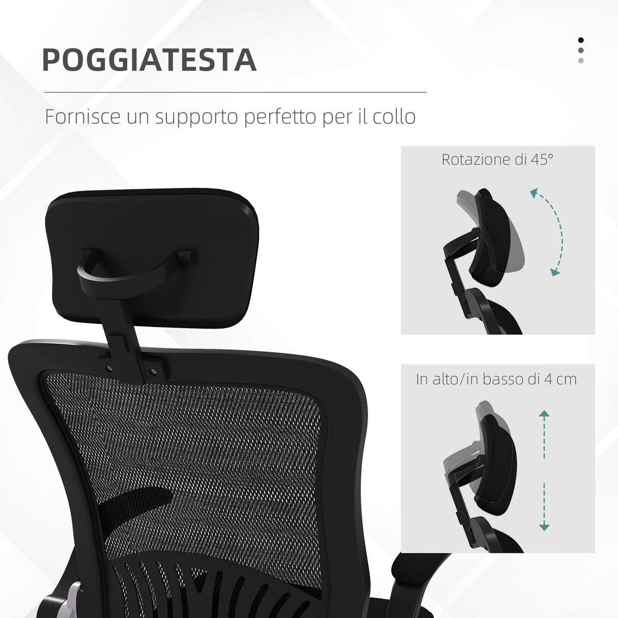 easycomfort easycomfort sedia da ufficio con poggiatesta e altezza regolabili tessuto a rete e braccioli ribaltabili nero