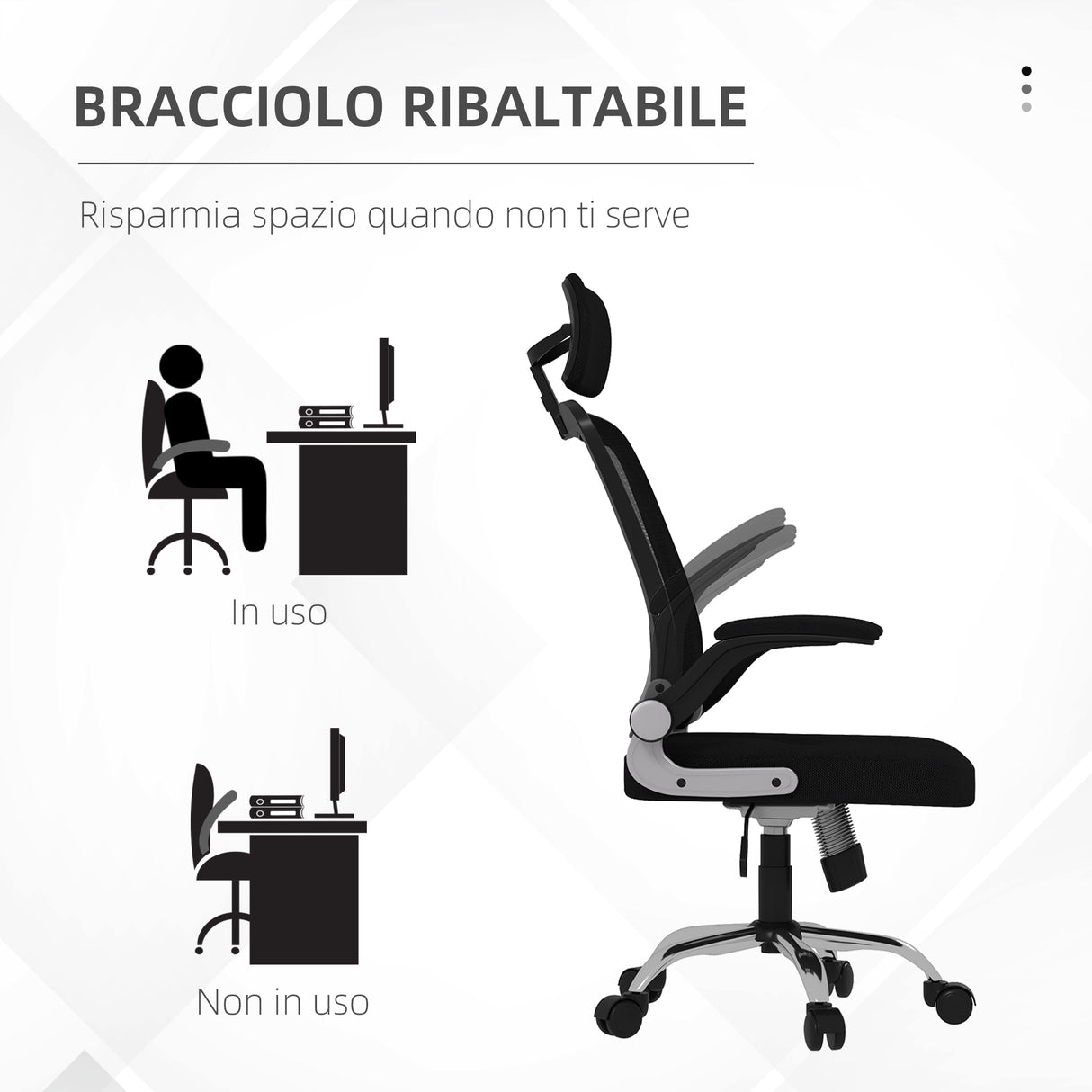 easycomfort easycomfort sedia da ufficio con poggiatesta e altezza regolabili tessuto a rete e braccioli ribaltabili nero