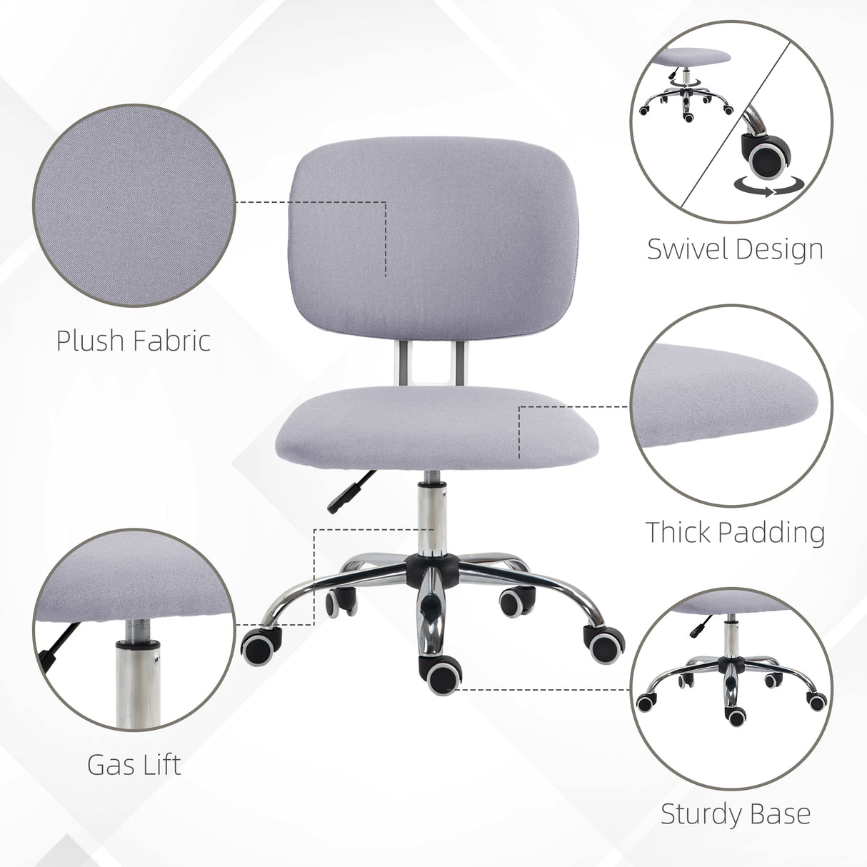 easycomfort easycomfort sedia da ufficio ad altezza regolabile in tessuto effetto lino con schienale ricurvo 48x53x80 90 cm grigio