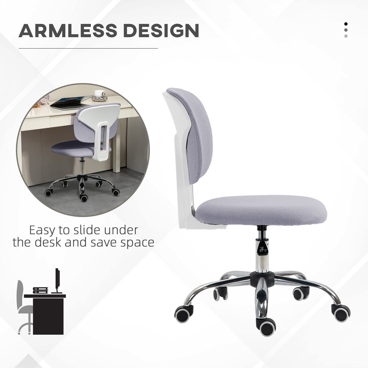 easycomfort easycomfort sedia da ufficio ad altezza regolabile in tessuto effetto lino con schienale ricurvo 48x53x80 90 cm grigio