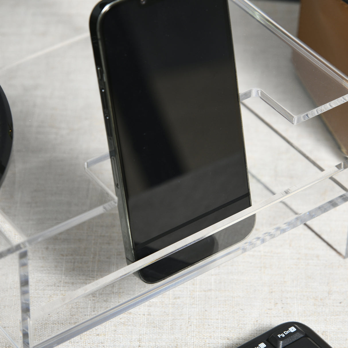 easycomfort easycomfort supporto monitor pc 24 max con 2 ripiani aperti in acrilico trasparente 50 8x19x12 cm