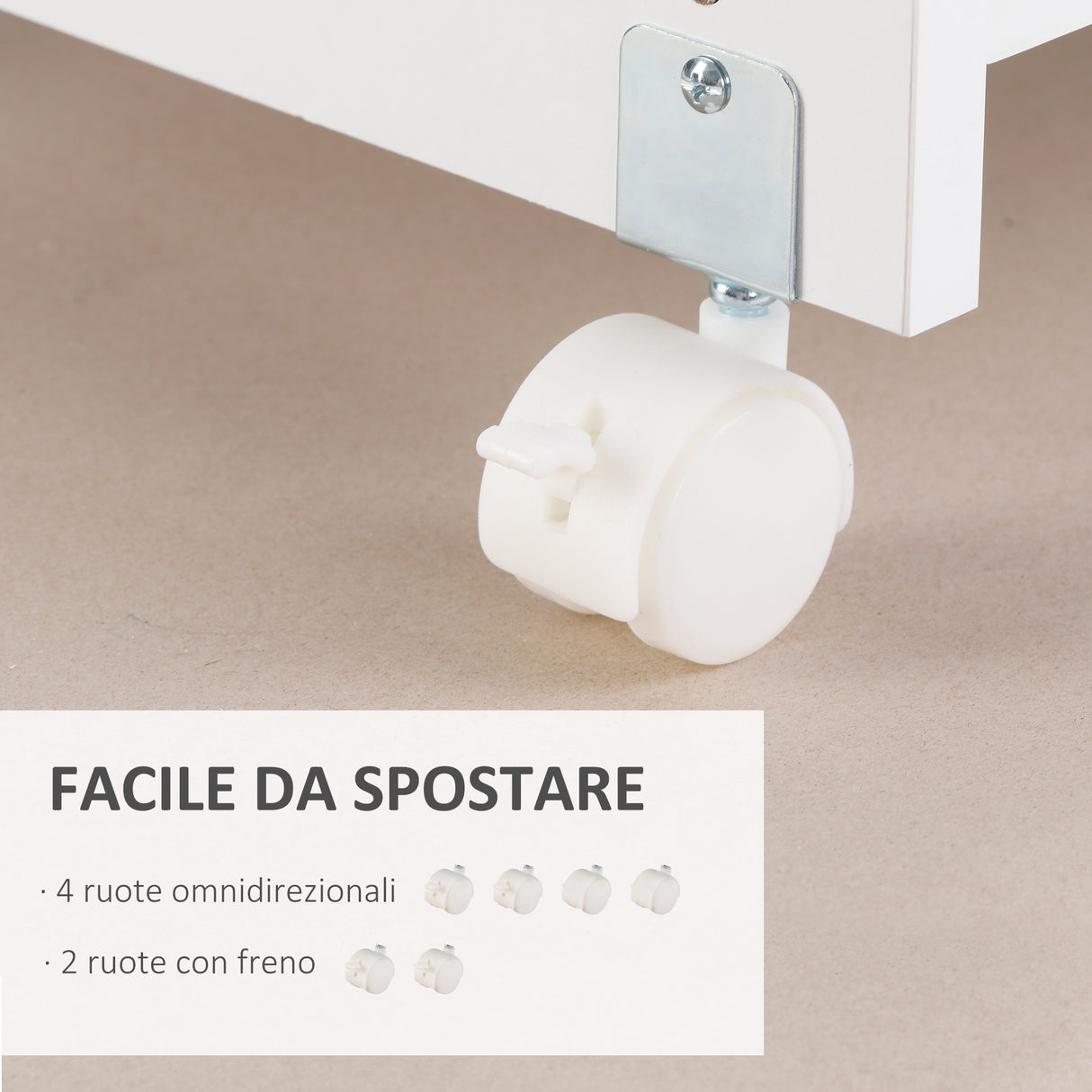 easycomfort easycomfort mobile porta stampante con 4 ruote cassetto e armadietto 60x39x80cm bianco