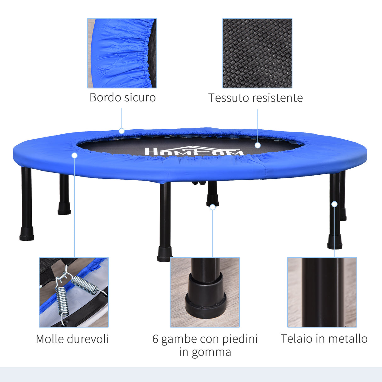 easycomfort easycomfort trampolino elastico per jumping fitness e allenamento a casa molle e struttura in acciaio 91x22 5cm nero e blu