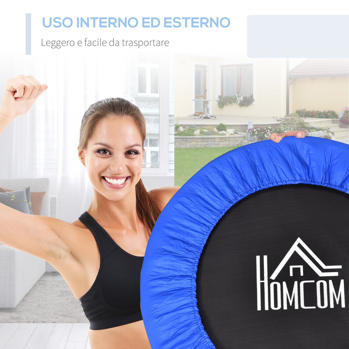 easycomfort easycomfort trampolino elastico per jumping fitness e allenamento a casa molle e struttura in acciaio 91x22 5cm nero e blu