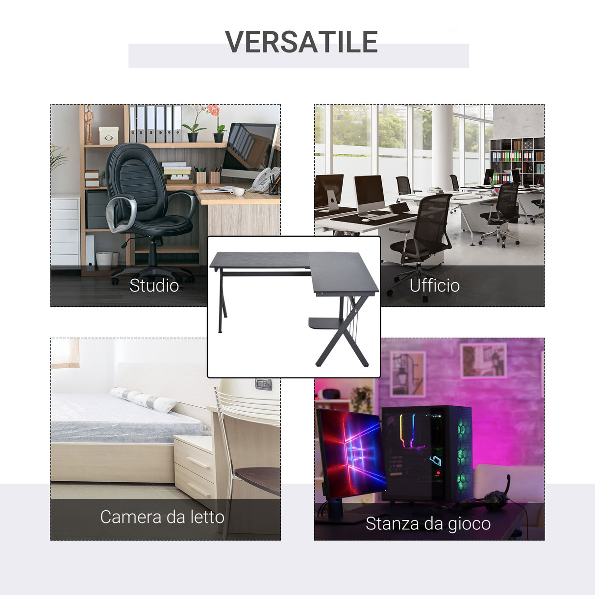 easycomfort easycomfort scrivania angolare per ufficio in legno nero 155x130x76cm ean 8054144139142