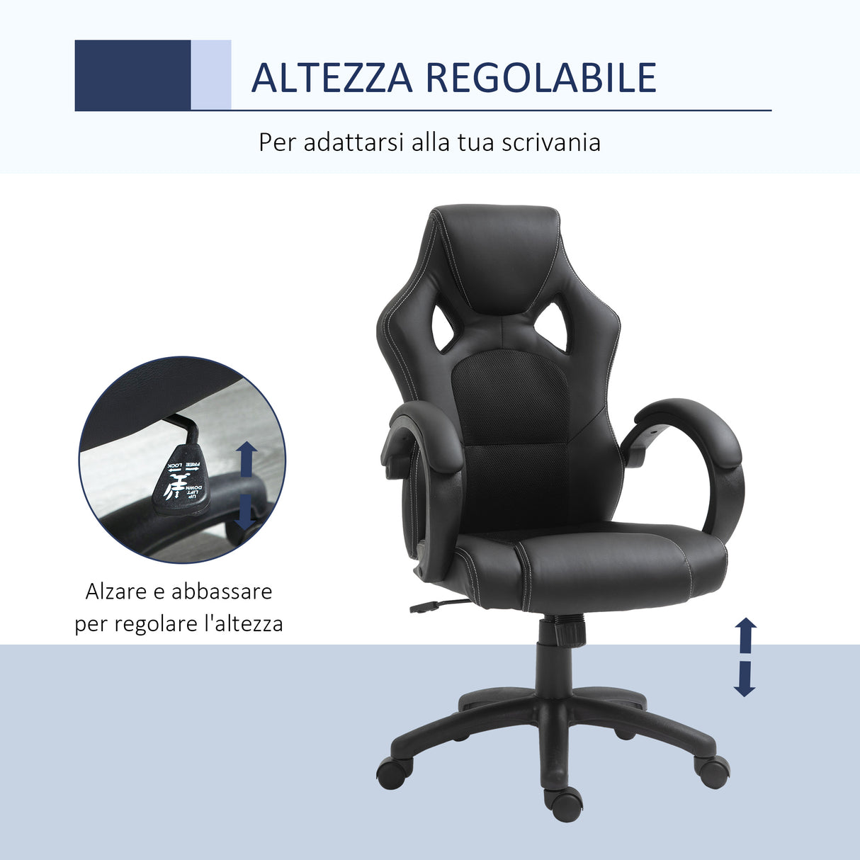 easycomfort easycomfort sedia da gaming ad altezza regolabile sedia da ufficio con funzione a dondolo girevole e reclinabile 71x61x108 118 cm nera
