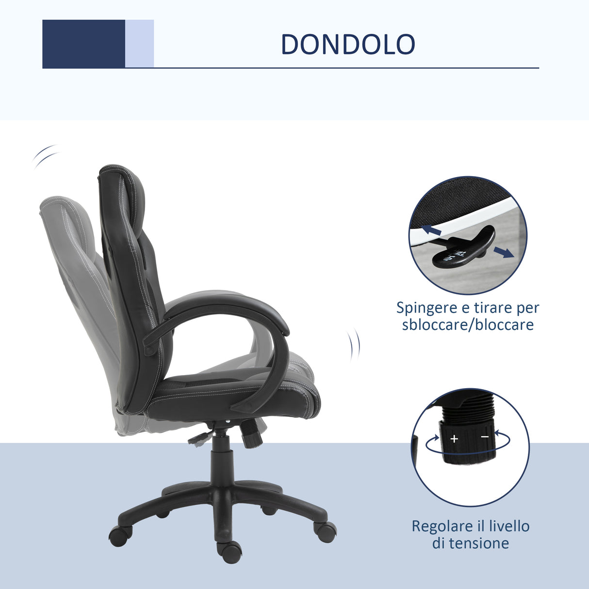 easycomfort easycomfort sedia da gaming ad altezza regolabile sedia da ufficio con funzione a dondolo girevole e reclinabile 71x61x108 118 cm nera