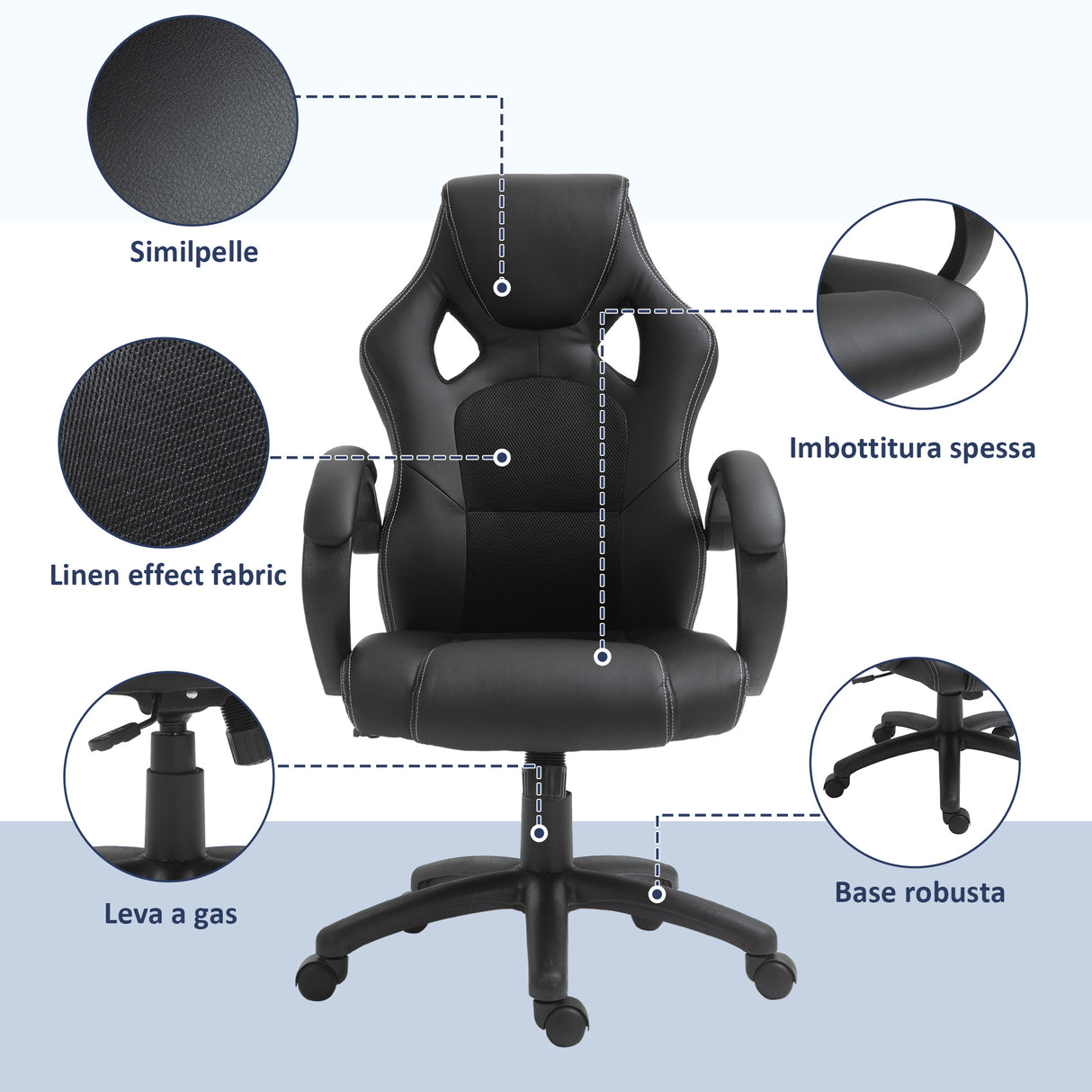 easycomfort easycomfort sedia da gaming ad altezza regolabile sedia da ufficio con funzione a dondolo girevole e reclinabile 71x61x108 118 cm nera