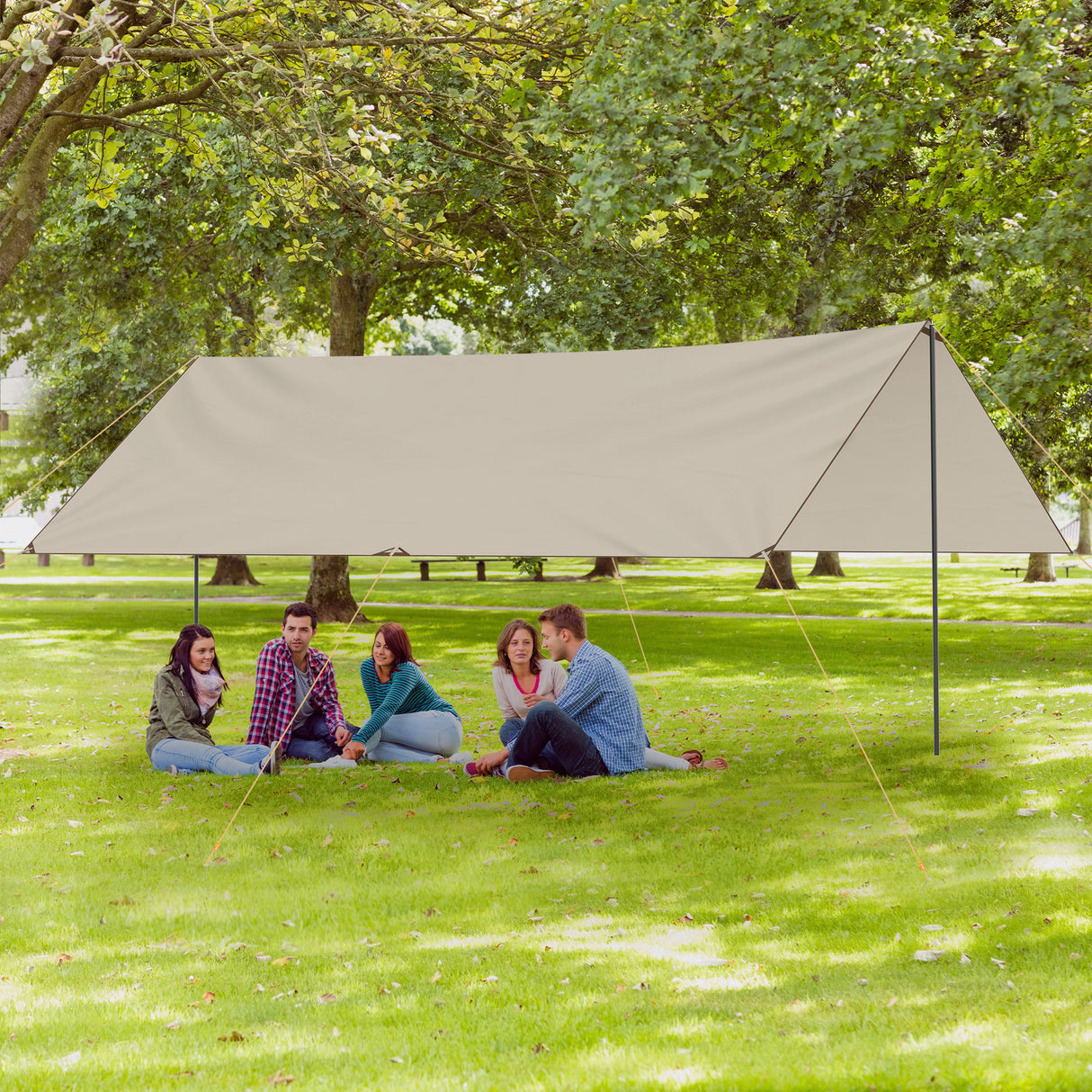 easycomfort telo ombreggiante protettivo in tessuto oxford con borsa funi picchetti e aste incluse 300x500x240 cm