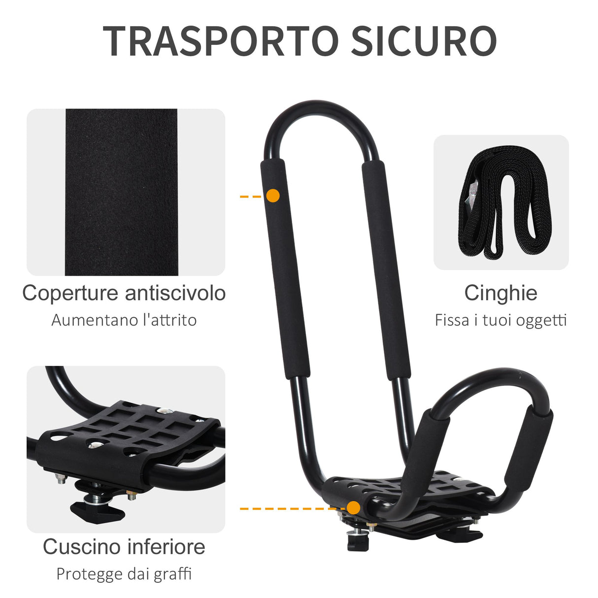 easycomfort easycomfort set 2 staffe porta kayak con attacco universale per portapacchi adatte per canoe e paddleboard nero 46x16.5x47cm