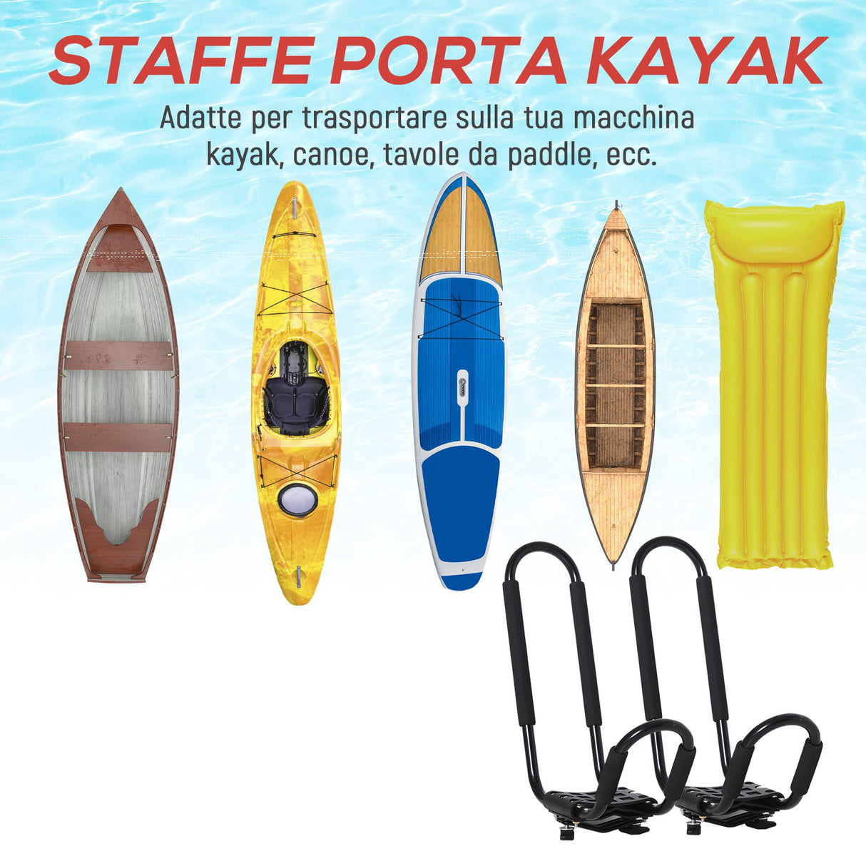 easycomfort easycomfort set 2 staffe porta kayak con attacco universale per portapacchi adatte per canoe e paddleboard nero 46x16.5x47cm