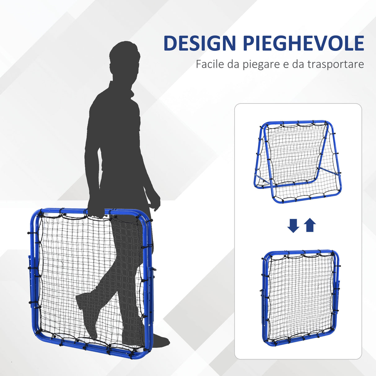 easycomfort easycomfort rete da calcio rebounder pieghevole con angolo regolabile e picchetti 100x95x90 cm blu